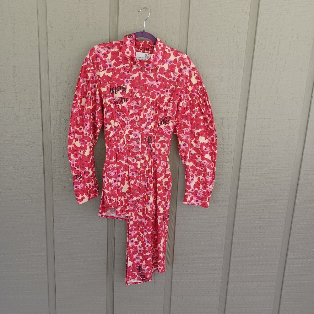 Natasha Zinko Floral Print Dress Size 0 Women Cotton Long Sleeve Button